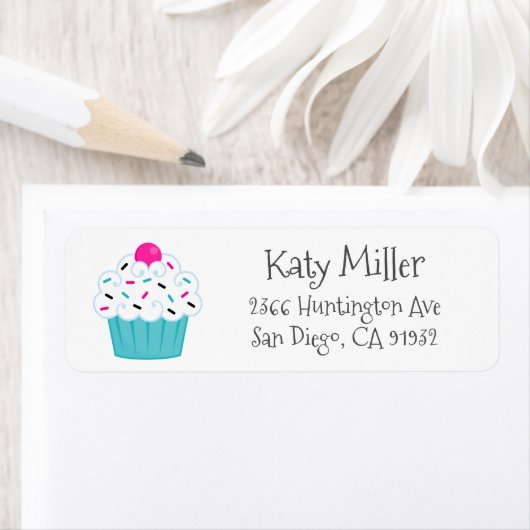 カットターコイズスプリンクルカップケーキガールズ ラベル (インサイチュ)
