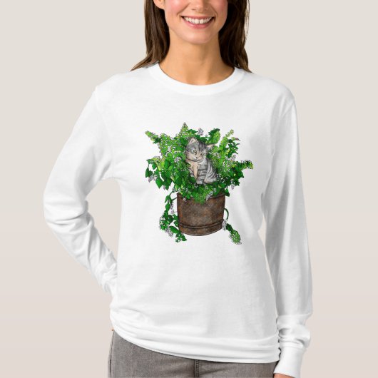 カットニップかわいい子猫ポット Tシャツ (正面)