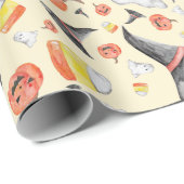 カットハ不気味ロウィーンウォーターカラー魔女幽霊ジャック ラッピングペーパー (ロールコーナー)