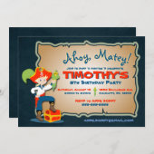 カットパイレート誕生日招待状 招待状 (正面/裏面)