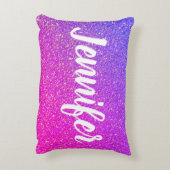 カットパガーリーープルピンクグリッターパーソナライズされたグラデーション アクセントクッション (裏面(縦))