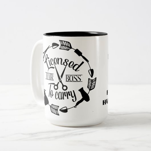 カットパーソナライズされたの許可を受けたヘアスタイリスト ツートーンマグカップ (正面左)