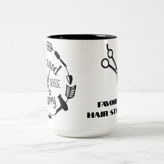カットパーソナライズされたの許可を受けたヘアスタイリスト ツートーンマグカップ (中央)