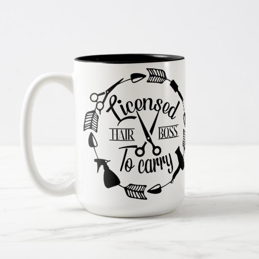 カットパーソナライズされたの許可を受けたヘアスタイリスト ツートーンマグカップ (左)