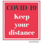 カットビニールステッカー – COVID-19 保 your distance シール (正面)