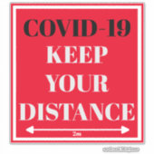 カットビニールステッカー – COVID-19 保 Your Distance 2 m シール (正面)