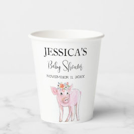 カットピギー水の色ベビーシャワーボホガール 紙コップ