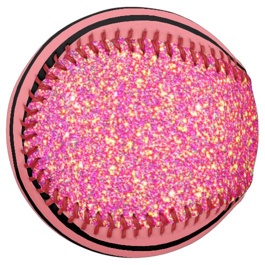 カットピンクガーリーグリッタージンガーブレパーソナライズされたッド ソフトボール (正面左)