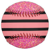 カットピンクガーリーグリッタージンガーブレパーソナライズされたッド ソフトボール (裏面)