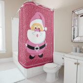 カットピンクサンタお洒落クロースのクリスマス シャワーカーテン (インサイチュ)