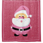 カットピンクサンタお洒落クロースのクリスマス シャワーカーテン (正面)