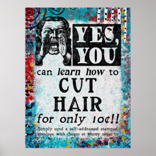 カットヘアおもしろい- Vintage Ad ポスター