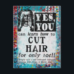 カットヘアおもしろい- Vintage Ad ポストカード<br><div class="desc">フェイクビクトリアンお洒落ヴィンテージの学新聞に。</div>