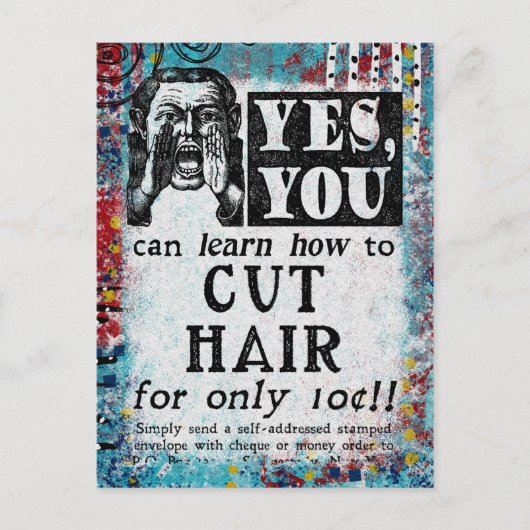 カットヘアおもしろい- Vintage Ad ポストカード (正面)