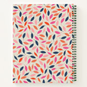 カットモダン葉ピンクブルーパーソナライズされたレシピ ノートブック (裏面)