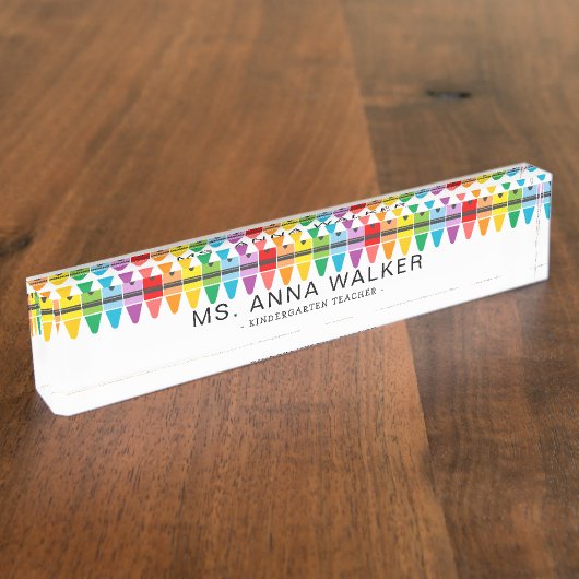 カットレインカラフルボークレヨンズ幼稚園先生 デスクネームプレート (側面)