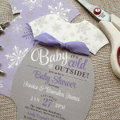 カット独自のベビーボディスーツ紫色のスノーフレークのシャワー 招待状