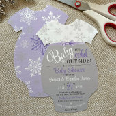 カット独自のベビーボディスーツ紫色のスノーフレークのシャワー 招待状