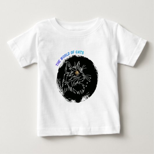 カット猫愛好家デザイン ベビーTシャツ (正面)
