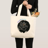 カット猫愛好家デザイン ラージトートバッグ (正面(商品))