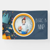 カット紙アーカスタムトの写真と名前の年齢バナー 横断幕 (横)