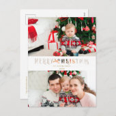 カット紙エフェクトカスタムクリスマスフォトスクリプト シーズンポストカード (正面/裏面)