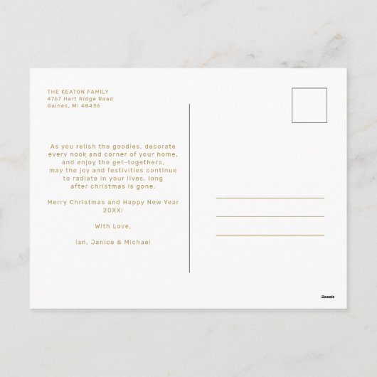 カット紙エフェクトカスタムクリスマスフォトスクリプト シーズンポストカード (裏面)