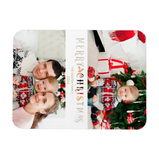 カット紙エフェクトクリスマスフォトカスタムスクリップ マグネット (横)