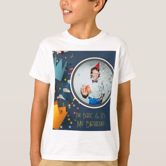 カット紙カスタムアートクラウン写真ゲストオブオナー Tシャツ (正面)