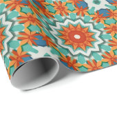 カット紙キリガミターコイズ、青と錆 ラッピングペーパー (ロールコーナー)