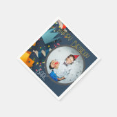 カット紙クラウンハッピーバースデー写真名 スタンダードカクテルナプキン (角)