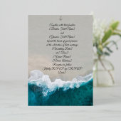 カット結婚のビーチの夕日 箔招待状 (立ち正面)