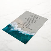 カット結婚のビーチの夕日 箔招待状 (回転した状態)