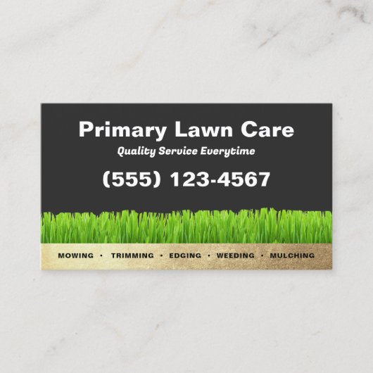 カット芝気に刈り造園金ゴールドアクセント 名刺 (正面)