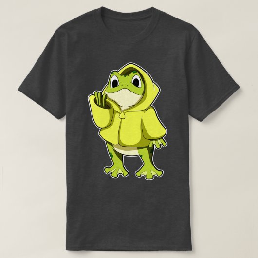 カッパを着たカエル Tシャツ (デザイン正面)