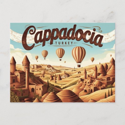 カッパドキアの風景 レトロ ポストカード (正面)