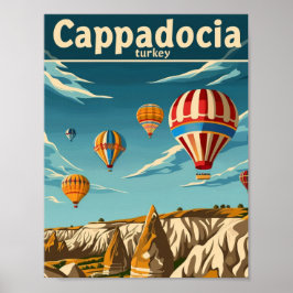 カッパドキアトルコヴィンテージ有名な旅行プレイス ポスター