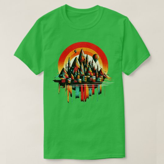 カッパドシアターキー鮮やかレトロサークルデザイン Tシャツ (デザイン正面)