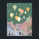 カッパドシアナイトアート |熱気球トルコ ポストカード<br><div class="desc">ファンタジー抽象芸術絵画の幻想的なカラフル熱気球ショーのアートワークのトルコの夜のカッパドキアで、星空の中に星が散らばった。お洒落カラフルコンテンポラリーの熱い空絵画気球は、カパドカ、カッパドキア気球を特徴とする。夢と魔法の金ゴールドバルーントラベルCappadocia ethnoフォークアート伝統的、フォークパターン、エスニックラグ、砂漠の熱い空気バルーンショーのお洒落イラストレーションアートワーク</div>