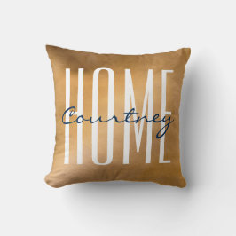 カッパーとネイビーホームユアネーム装飾用クッション クッション