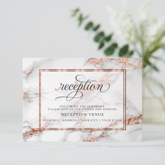 カッパーと大理石のウェディング ボールド エレガンス エンクロージャーカード (スタンド正面)