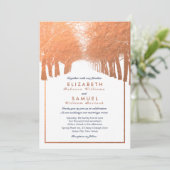 カッパーウィンターツリーズアベニューネイビー結婚式招待状 招待状 (スタンド正面)