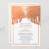 カッパーウィンターツリーズアベニューネイビー結婚式招待状 招待状 (正面/裏面)