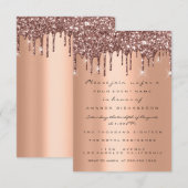 カッパーグリッターが滴るローズゴールドのウェディングシャワー 16th 招待状 (正面/裏面)