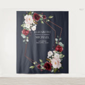 カッパージオメトリック バーガンディ ネイビーブルー ウェディング タペストリー (正面)