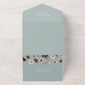 カッパーバーガンディ ワイルドフラワー | ティール シールと送信 オールインワン招待状 (外側)