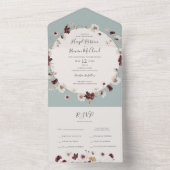 カッパーバーガンディ ワイルドフラワー | ティール シールと送信 オールインワン招待状 (内側)