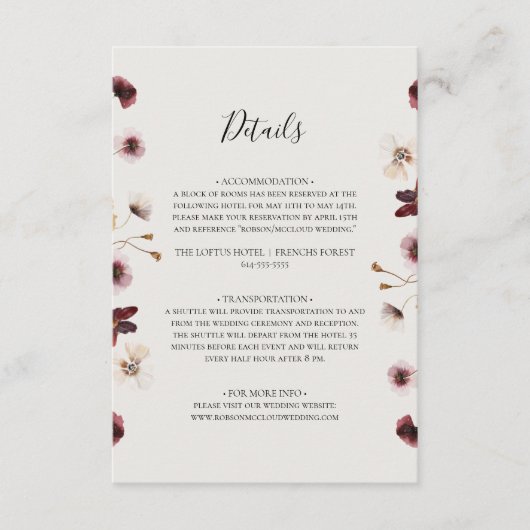 カッパーバーガンディ ワイルドフラワー | ベージュの詳細 エンクロージャーカード (正面)