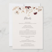 カッパーバーガンディ ワイルドフラワー | ライトターコイズ オールインワン 招待状 (裏面)