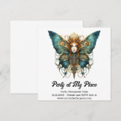 カッパーフライ エンプレス バタフライ スチームパンク ウェディング 案内状 (正面/裏面)